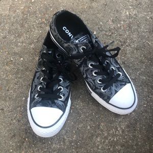 Black Rose Patterned Converse
